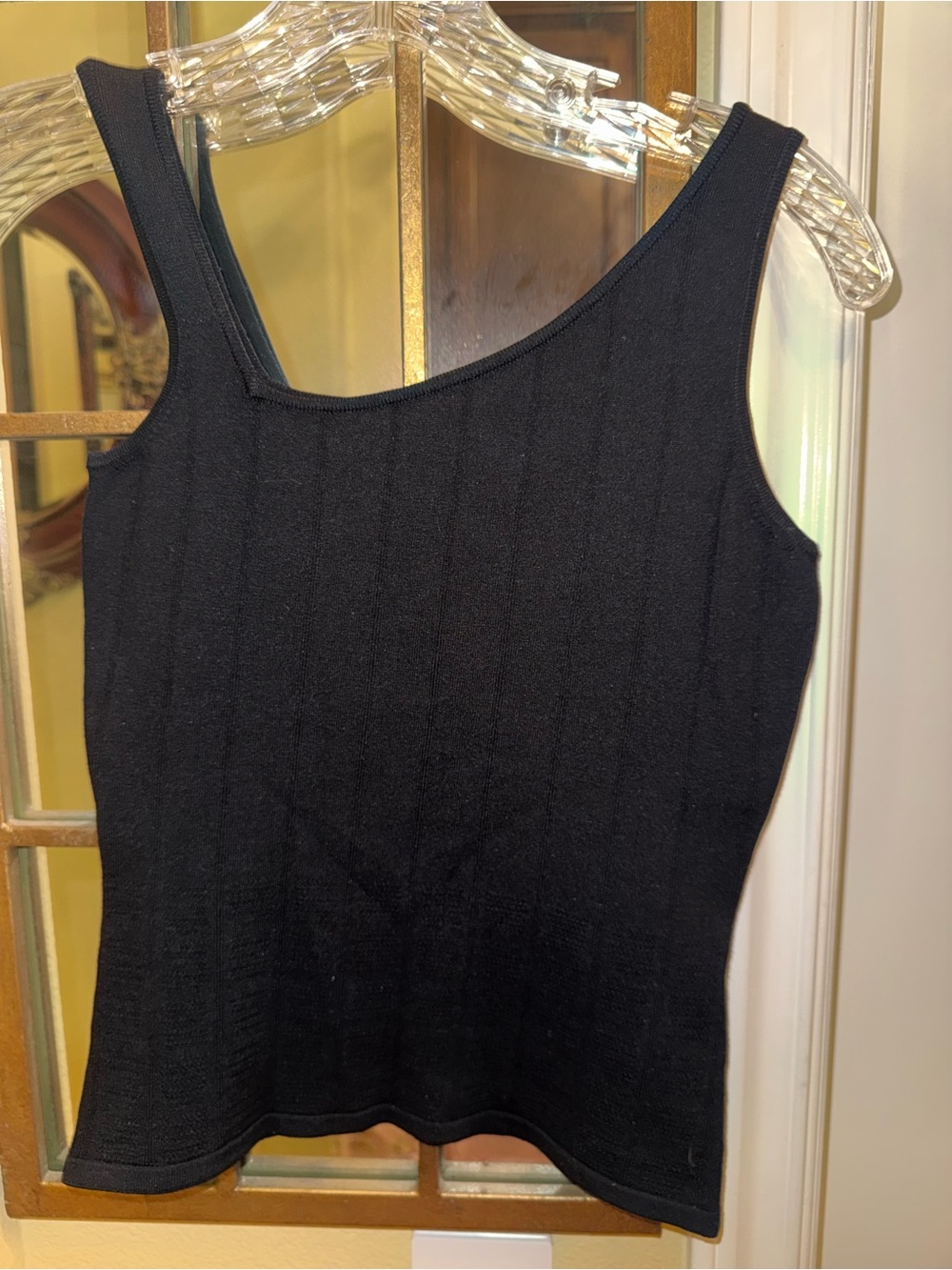 Essendi Luxury Black Silk Knit Sleeveless Top -Unique Neckline- New - Rare